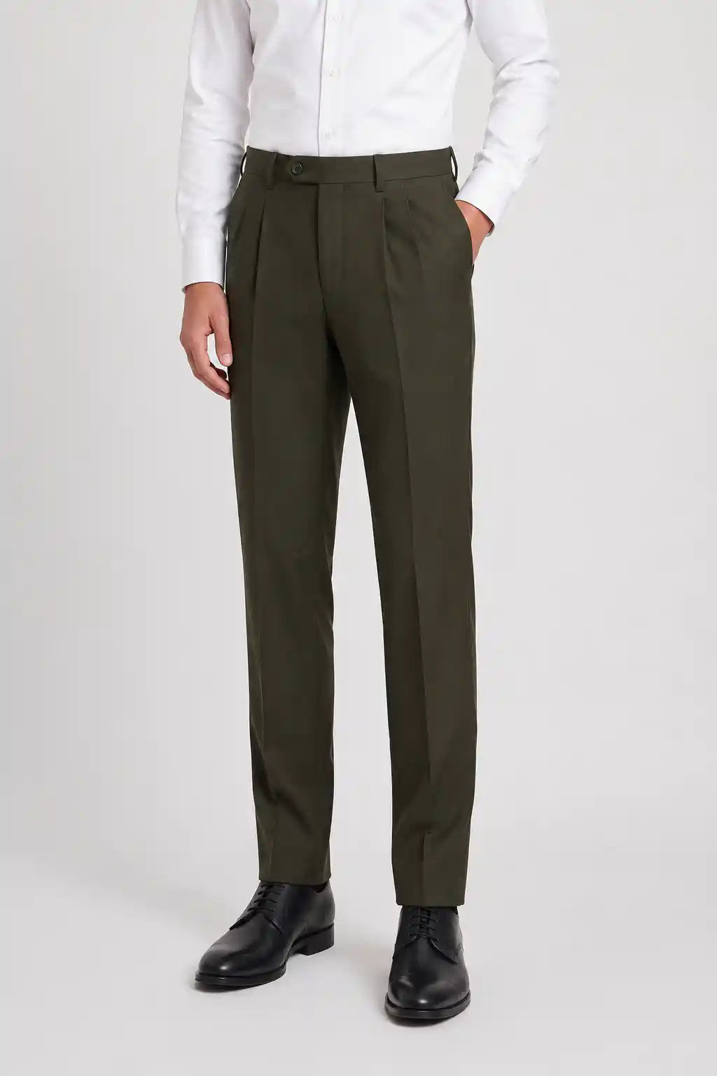 Deep Olive Pleated Dress Pant