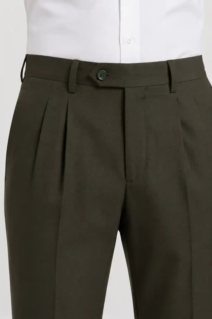 Deep Olive Pleated Dress Pant
