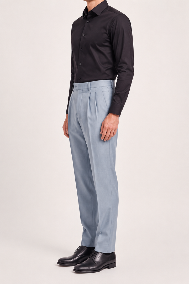 Ice Silver Pleated Dress Pant