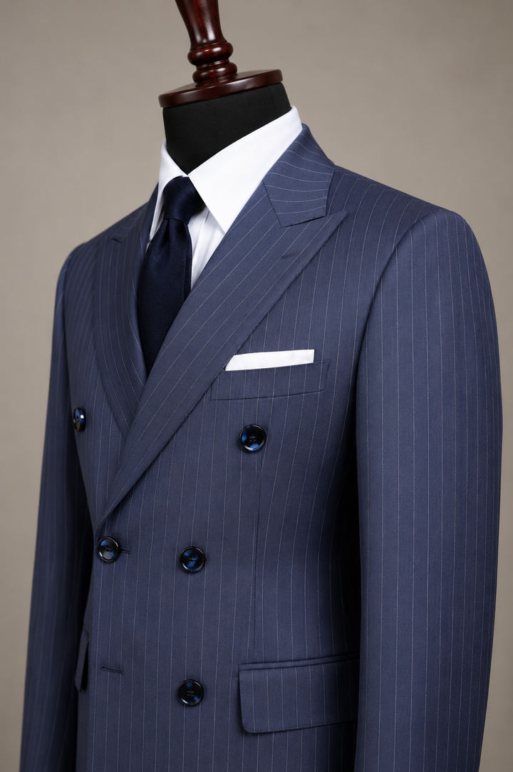 Blue Stripe Double Breasted - 2 Piece Suit