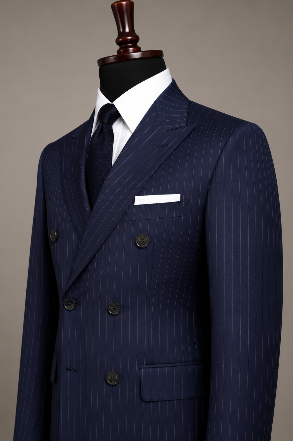 Navy Blue Stripe Double Breasted - 2 Piece Suit
