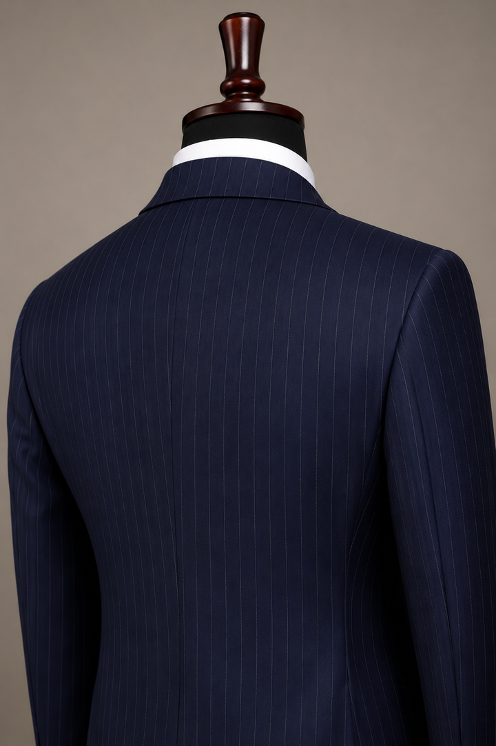 Navy Blue Stripe Double Breasted - 2 Piece Suit
