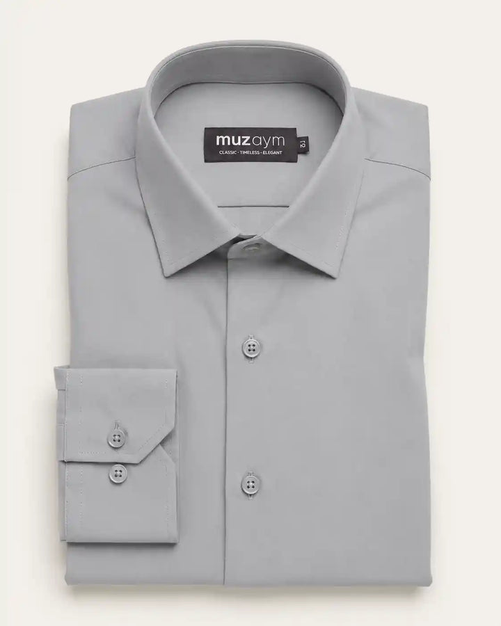 Light Silver Gray Formal Shirt — muzaym