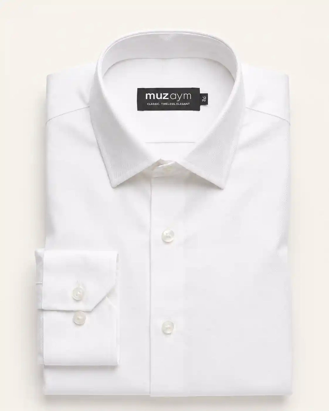 Classic White Cotton Twill Formal Shirt — muzaym