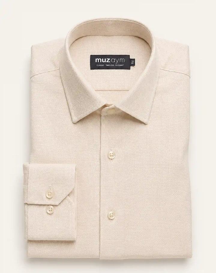 Ivory Sand Dobby Pattern Formal Shirt — muzaym