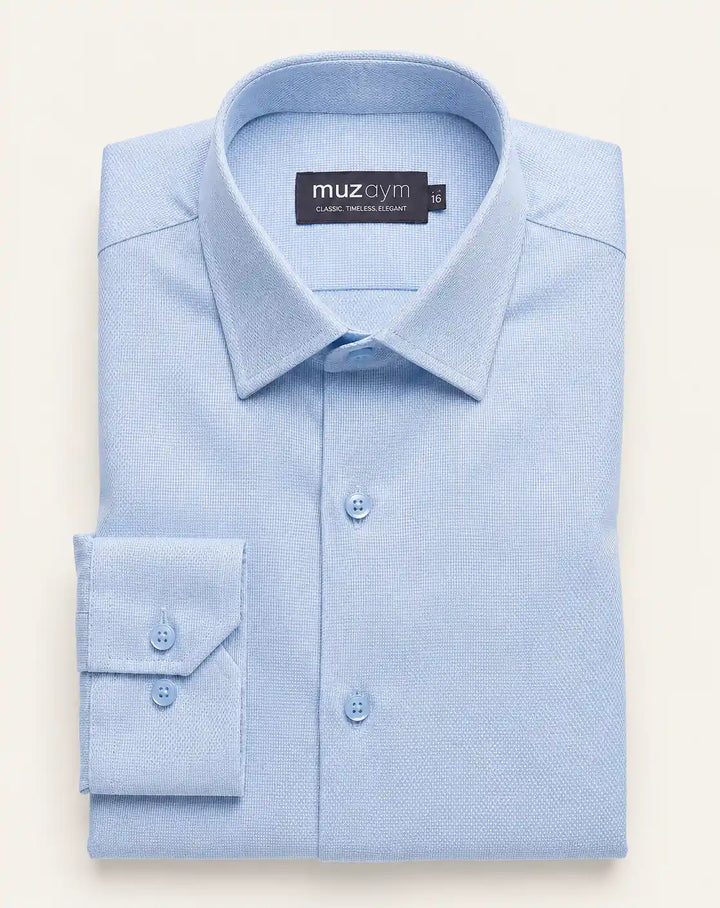 Sky Blue Dobby Pattern Formal Shirt — muzaym