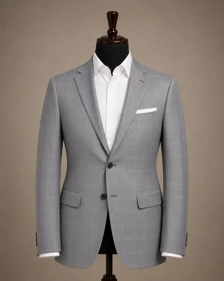 Glacier Gray Check Blazer — muzaym