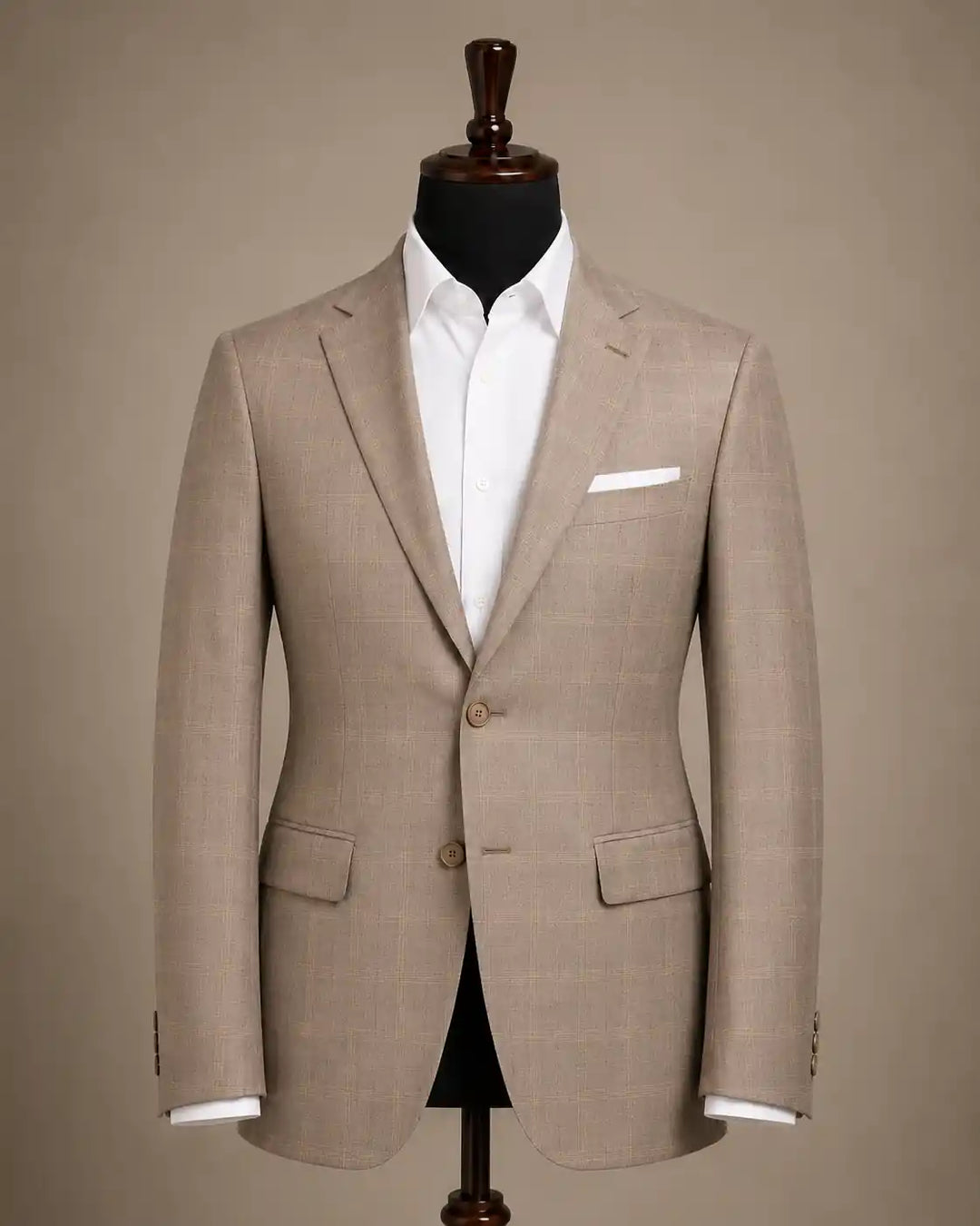 Stone Beige Check Blazer — muzaym