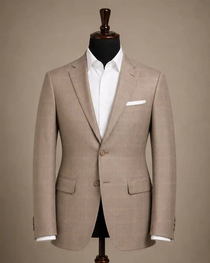 Stone Beige Check Blazer — muzaym