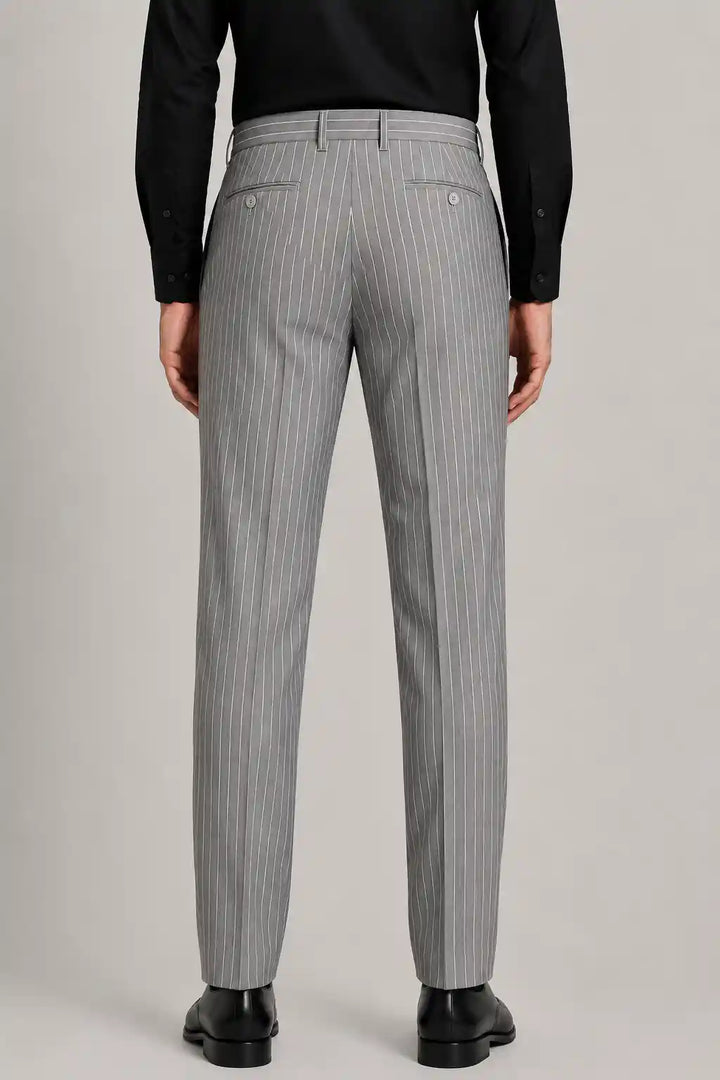 Silver Stripe Pleated Dress Pant