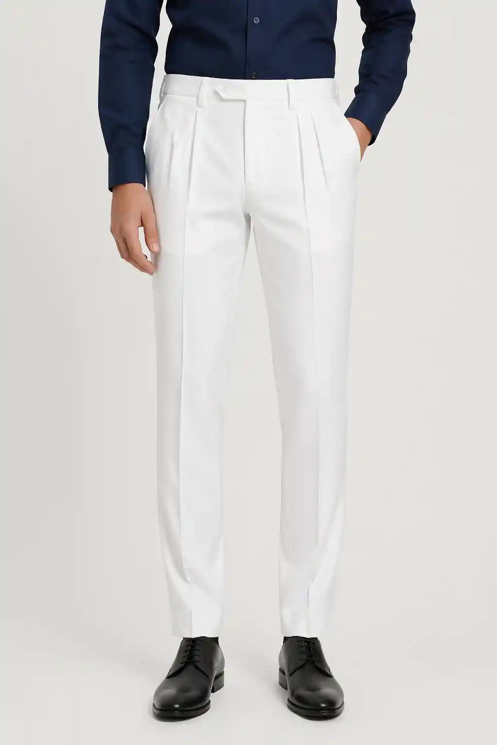 Classic White Double Pleated Dress Pant — muzaym