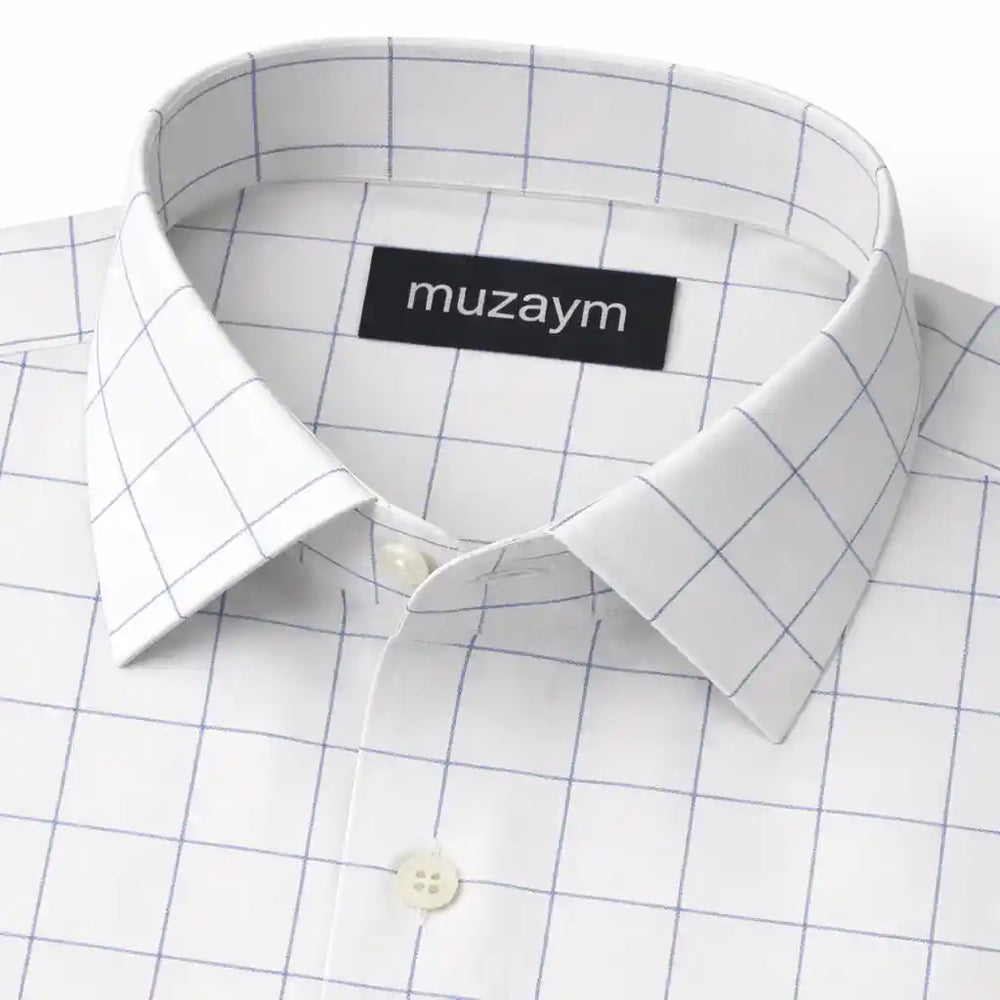 Classic Ivory Windowpane Formal Shirt Side View — muzaym