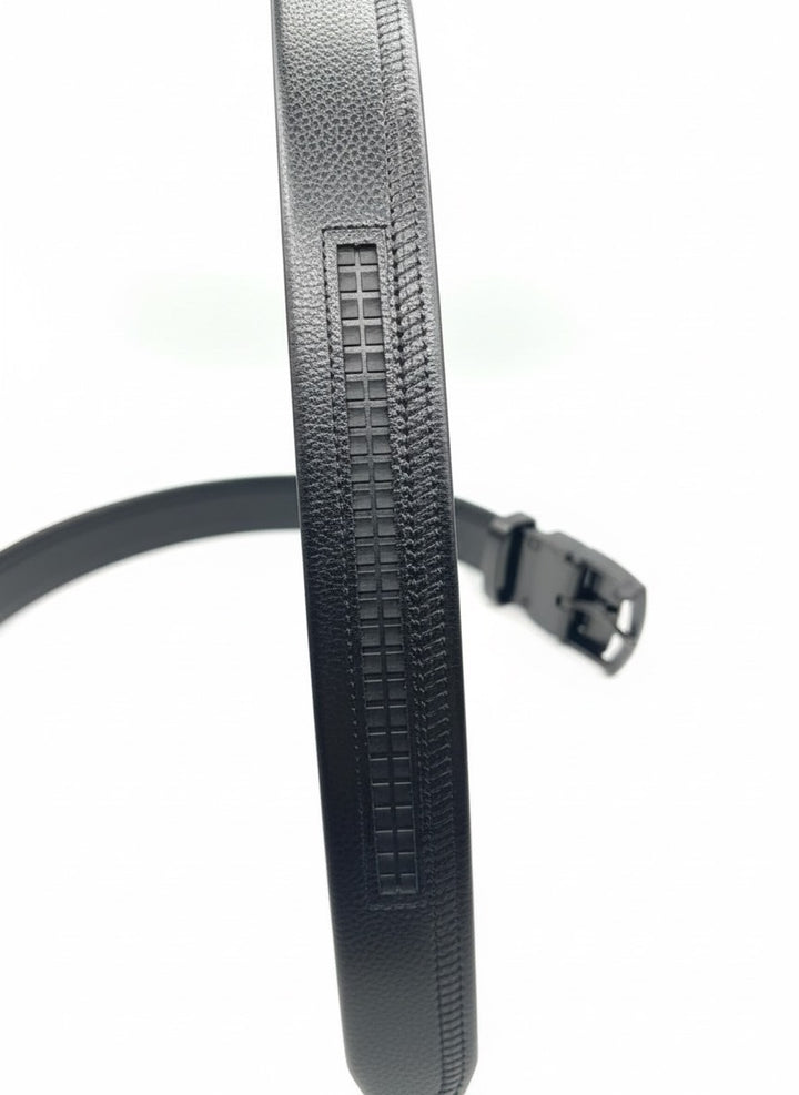 Faux Leather Ratchet Belt – Black