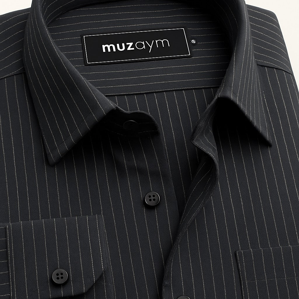 Black Fine Pinstripe - Regular Fit Shirt