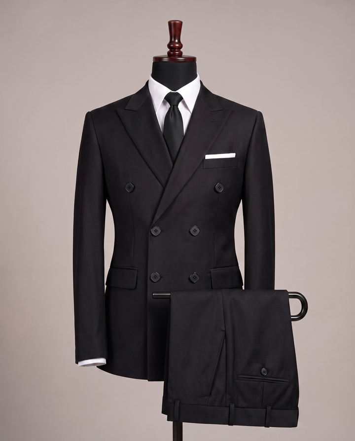 Midnight Black Double-Breasted Suit