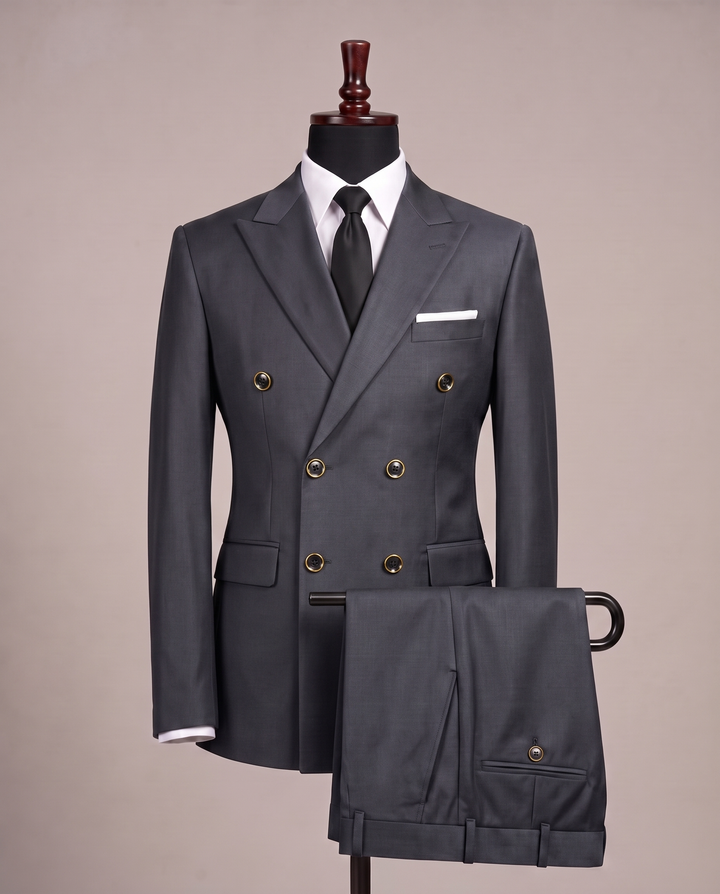 Graphite Charcoal Double-Breasted Suit