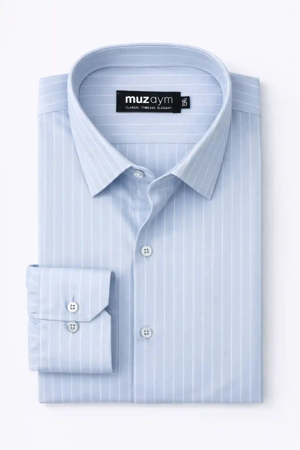 Ice Blue Pinstripe Formal Shirt — muzaym