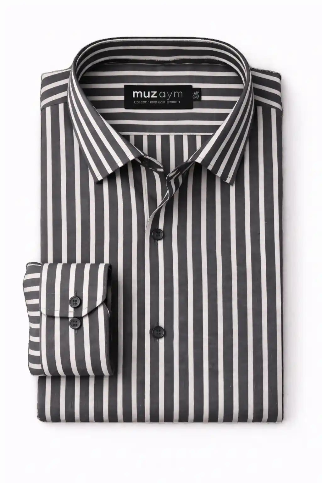 Signature Noir Stripe Formal Shirt — muzaym