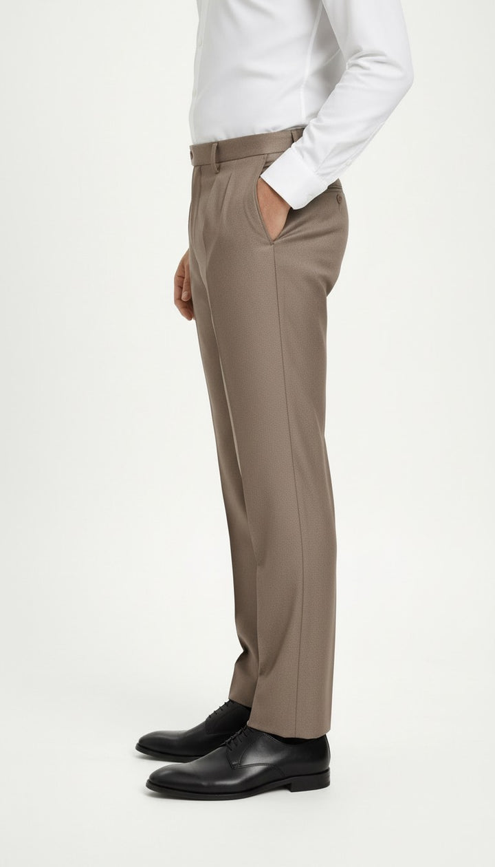 Stone Taupe Pleated Italian Pant