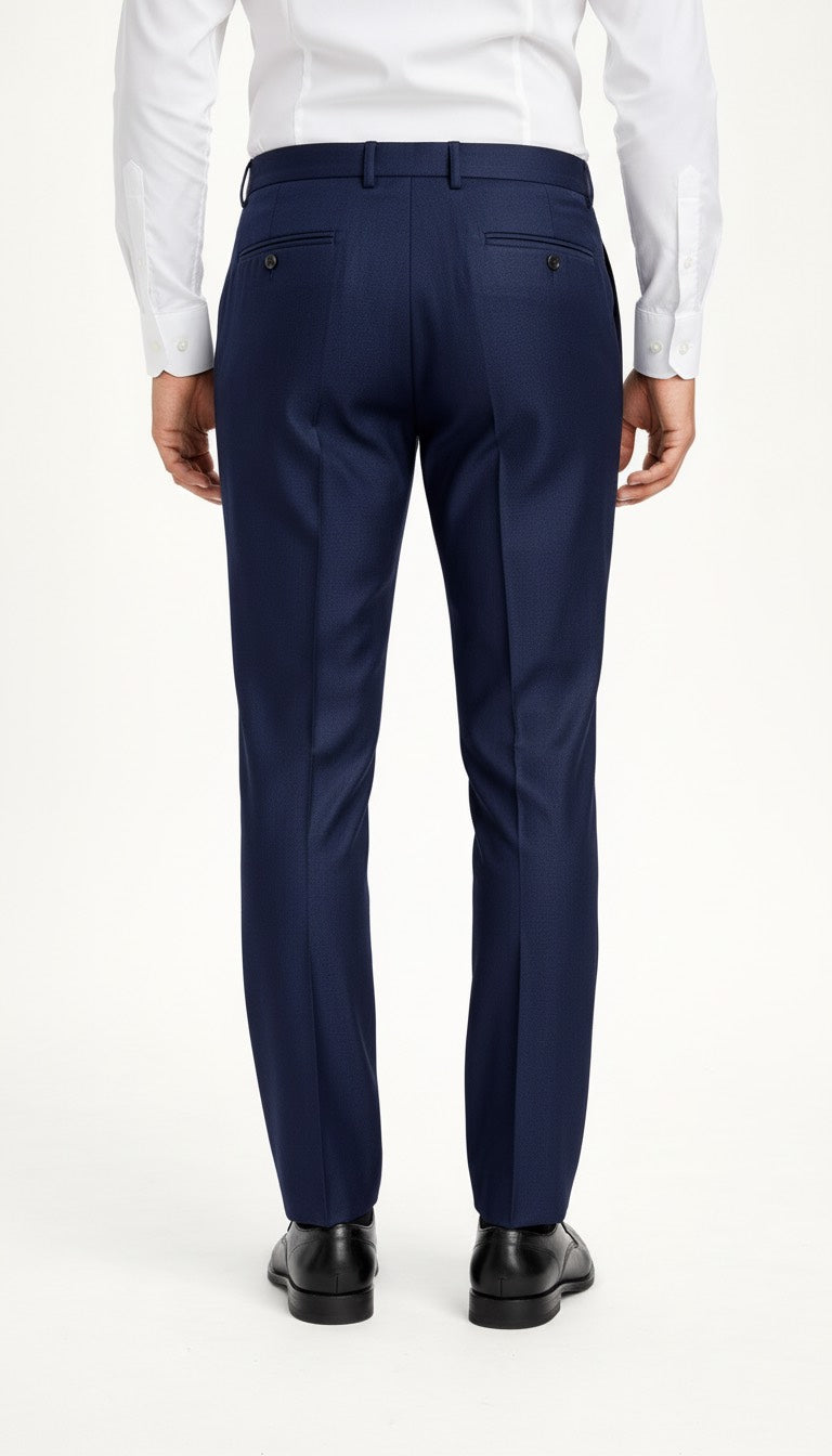 Navy Blue Pleated Italian Pant