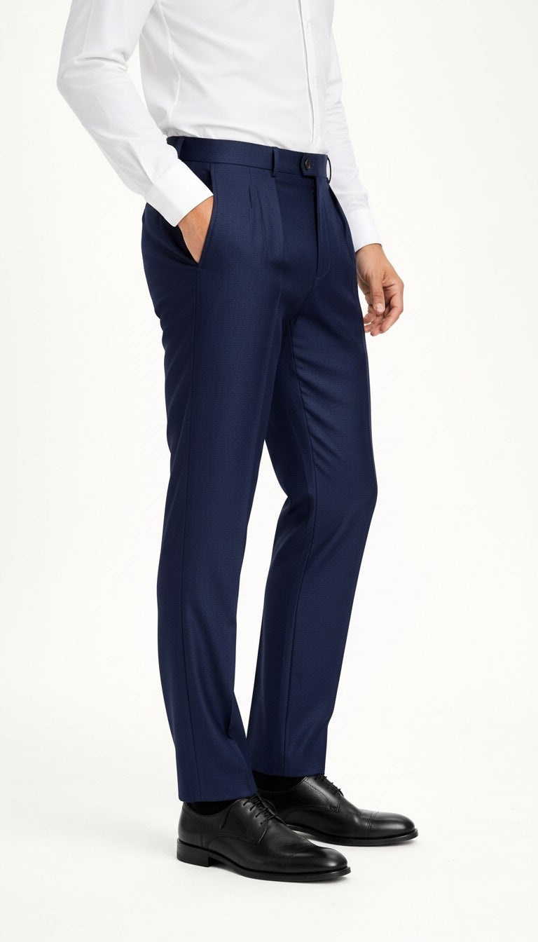 Navy Blue Pleated Italian Pant
