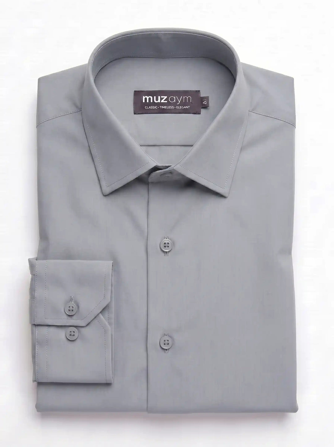Light Silver Gray Formal Shirt Back View — muzaym