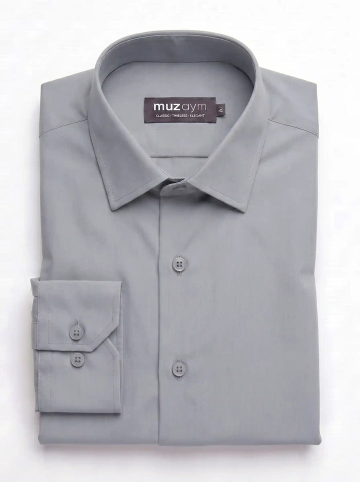 Light Silver Gray Formal Shirt Back View — muzaym