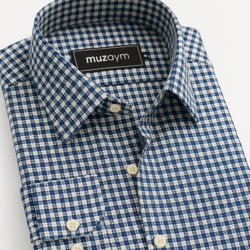 Navy Micro-Checkered - Regular Fit Shirt