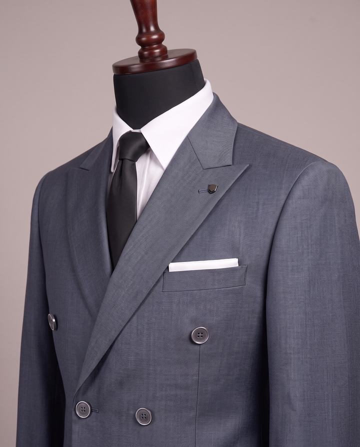 Steel Blue Regent Double-Breasted Suit
