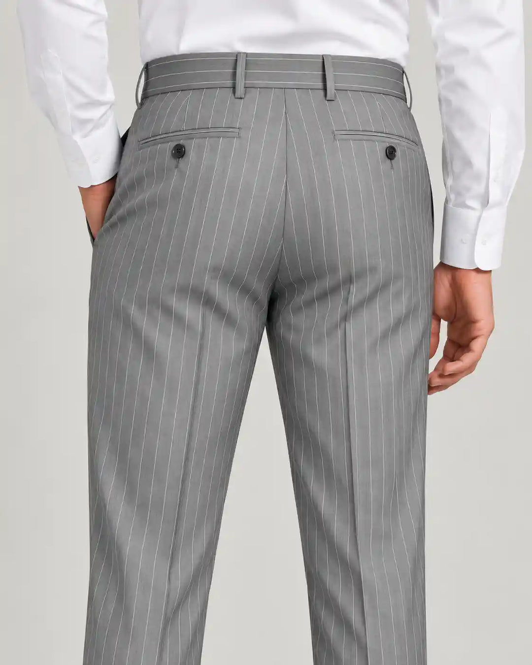 Silver Gray Pinstripe Pleated Pant