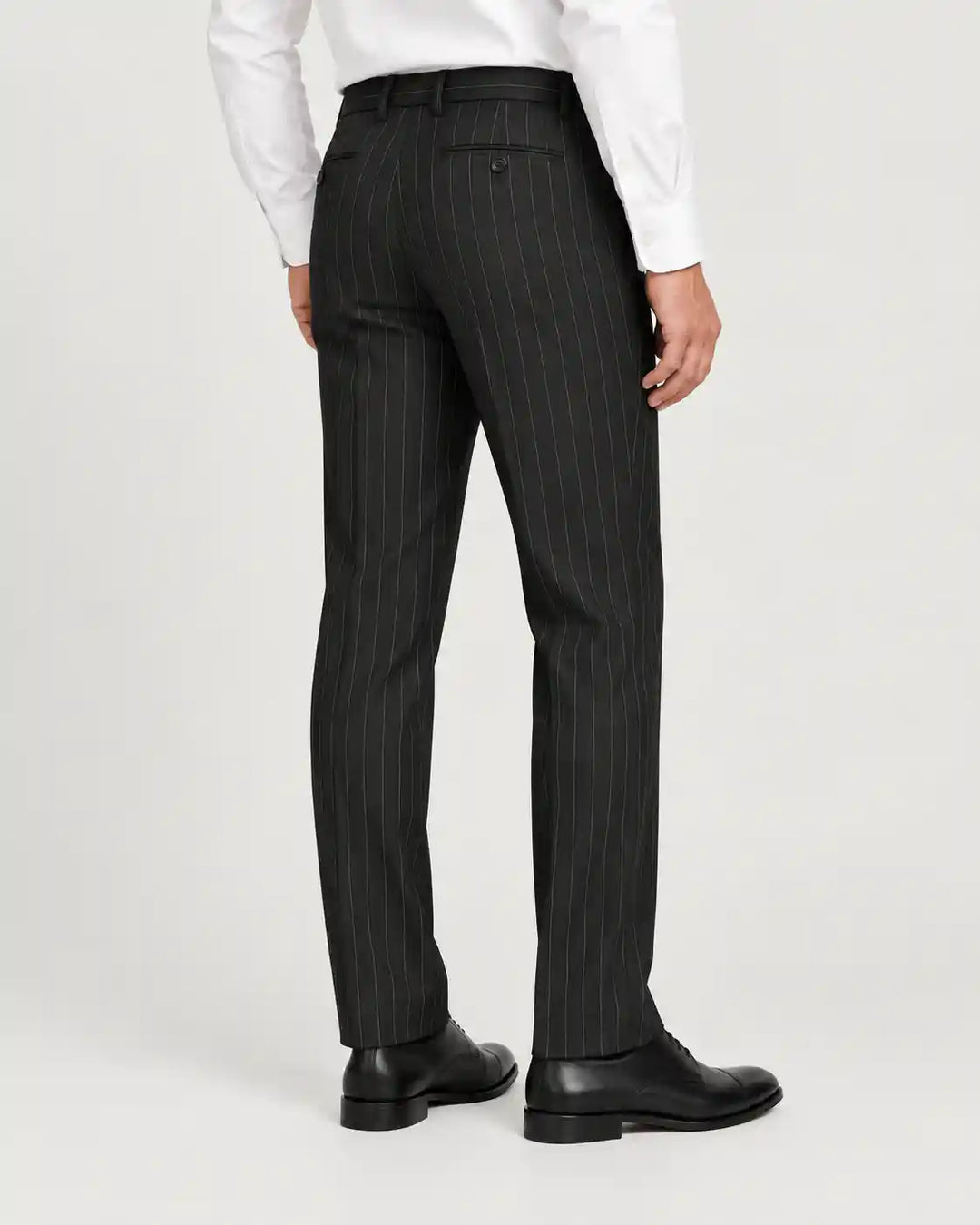 Onyx Black Pinstripe Pleated Pant