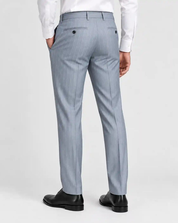 Glacier Blue Pinstripe Pleated Pant