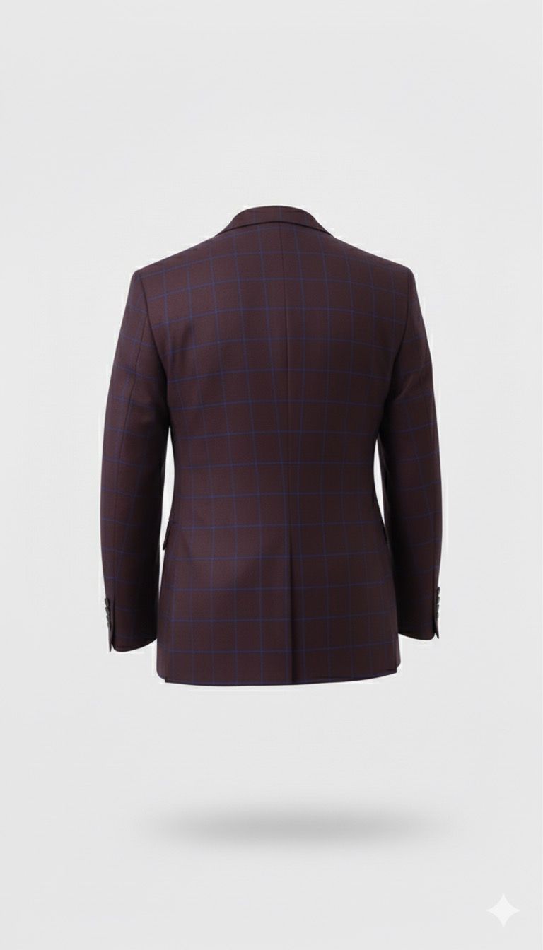 Maroon Checkered Classic Blazer