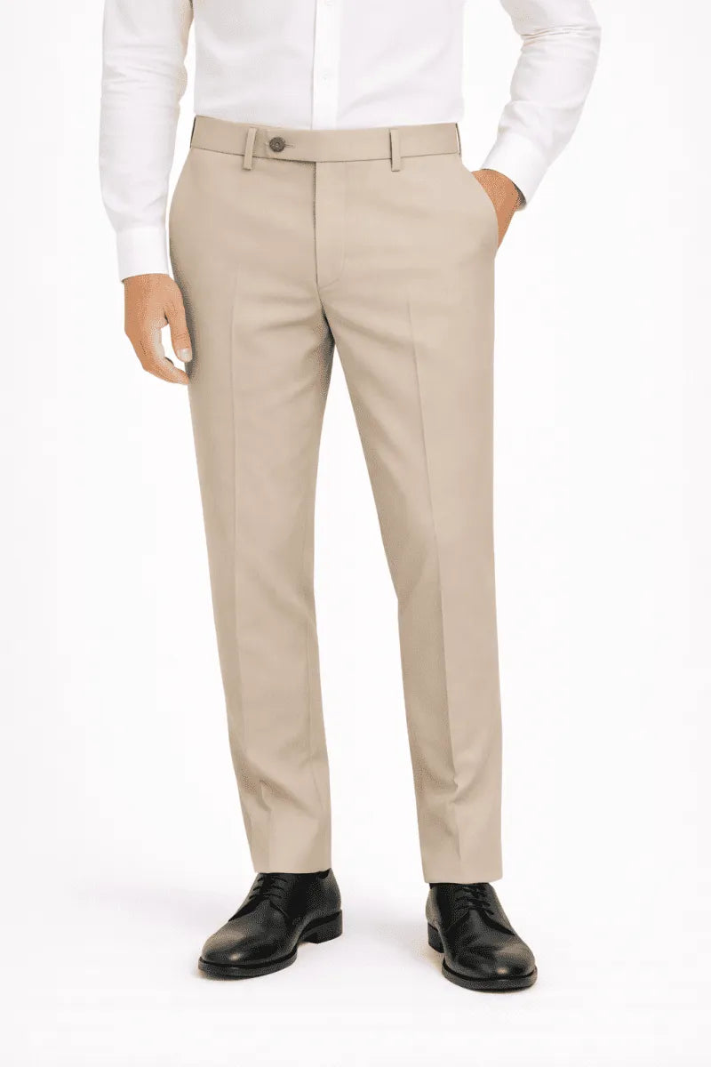 Beige Gray Dress Pant - muzaym