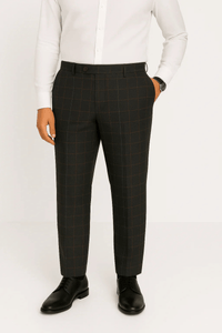 Charcoal Grid Check – Blue & Brown Windowpane