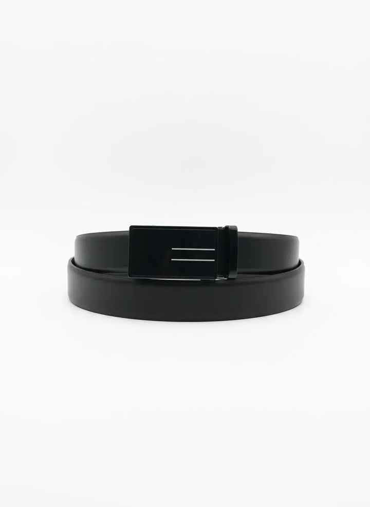 Faux Leather Ratchet Belt – Black - muzaym