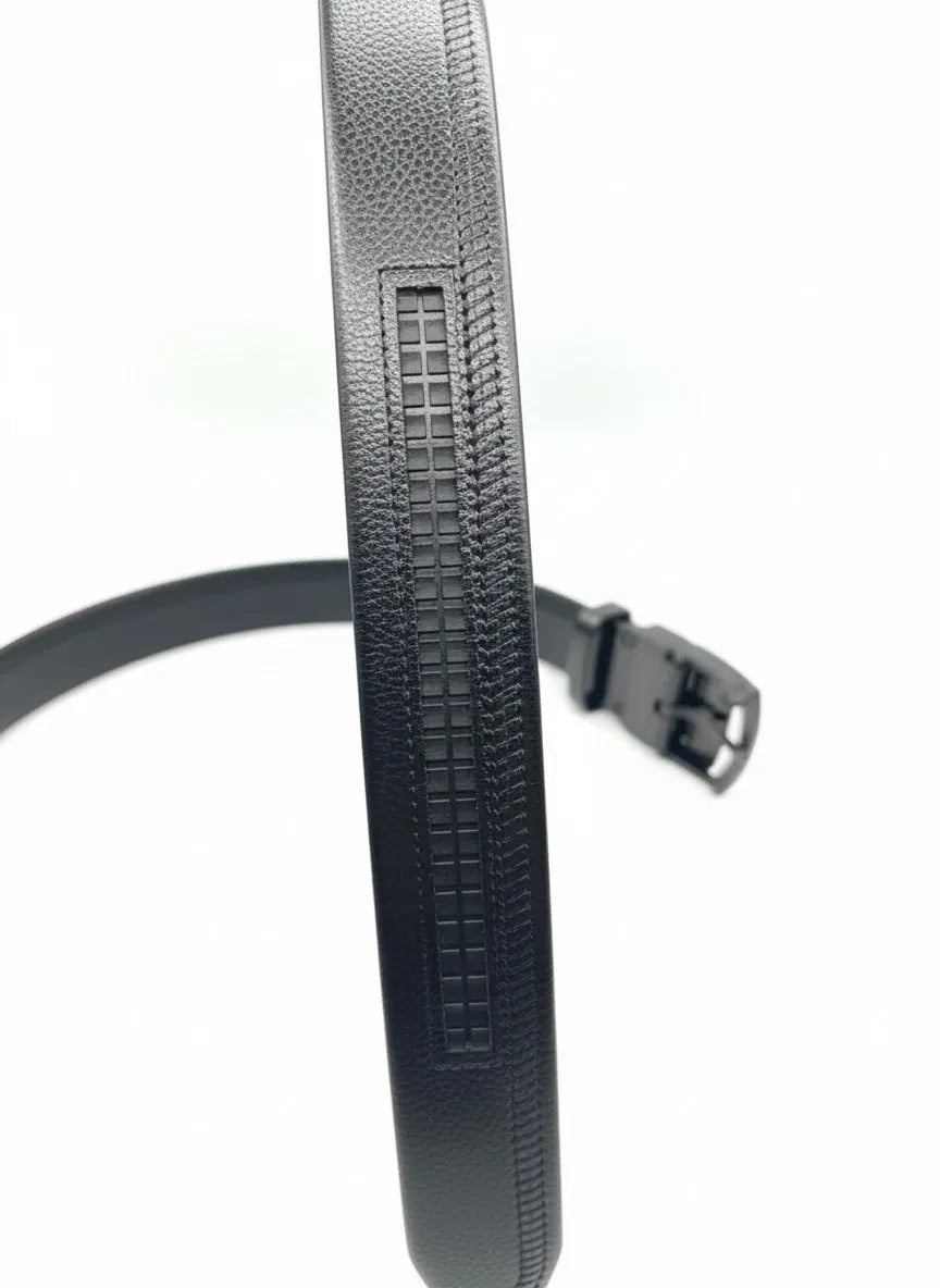 Faux Leather Ratchet Belt – Black - muzaym