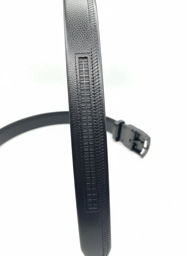 Faux Leather Ratchet Belt – Black - muzaym