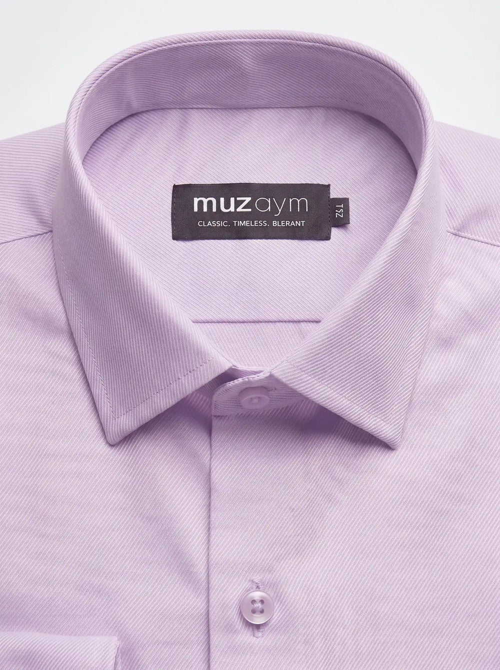 Lilac Purple Cotton Twill Formal Shirt Side View — muzaym