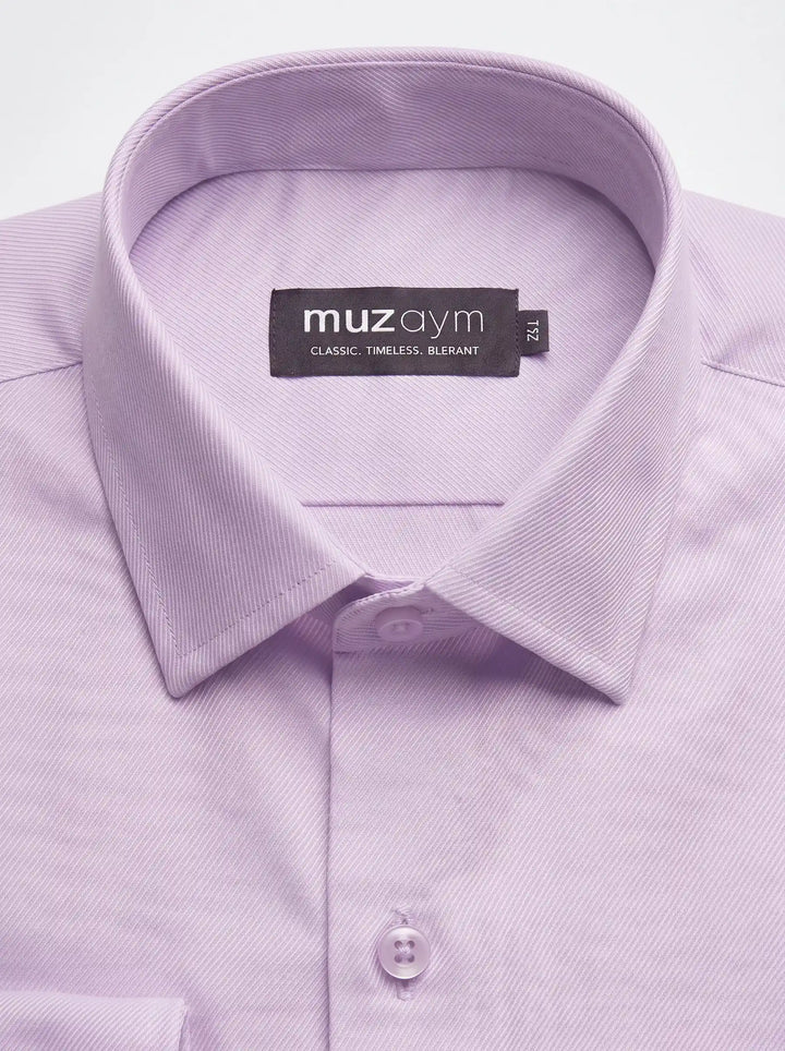 Lilac Purple Cotton Twill Formal Shirt Side View — muzaym