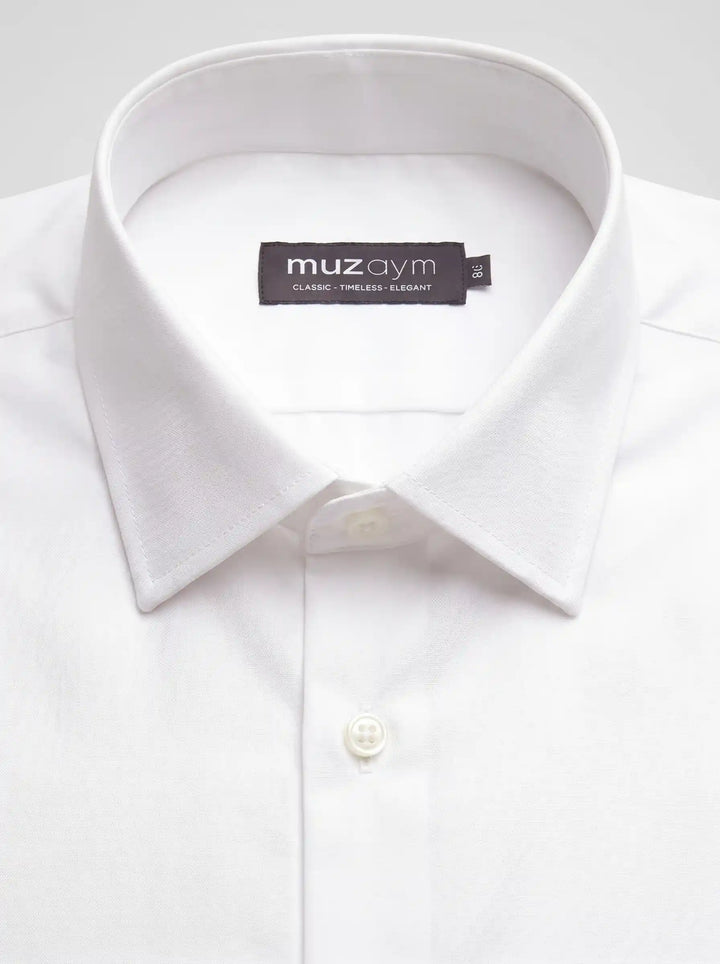 Classic White Formal Shirt Side View — muzaym