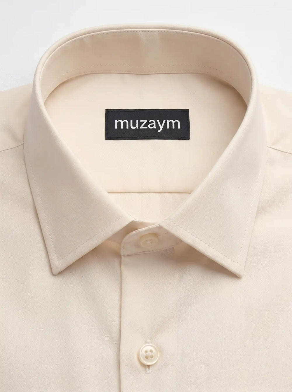 Soft Beige Formal Shirt Side View — muzaym