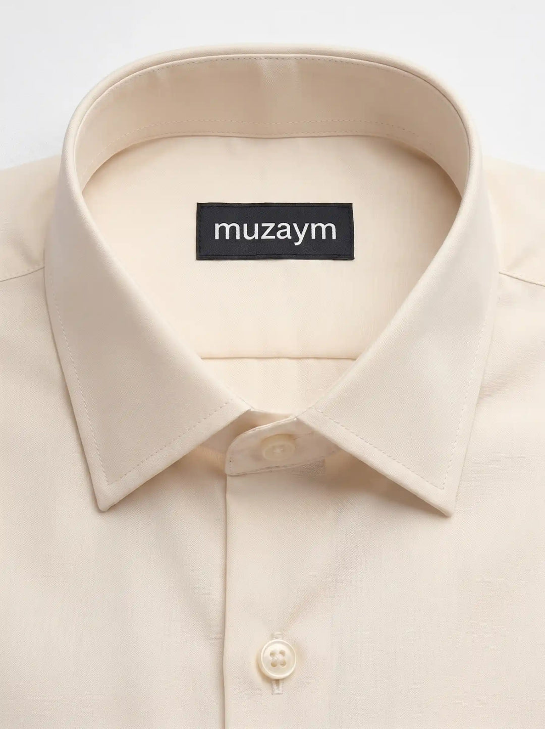 Soft Beige Formal Shirt Side View — muzaym