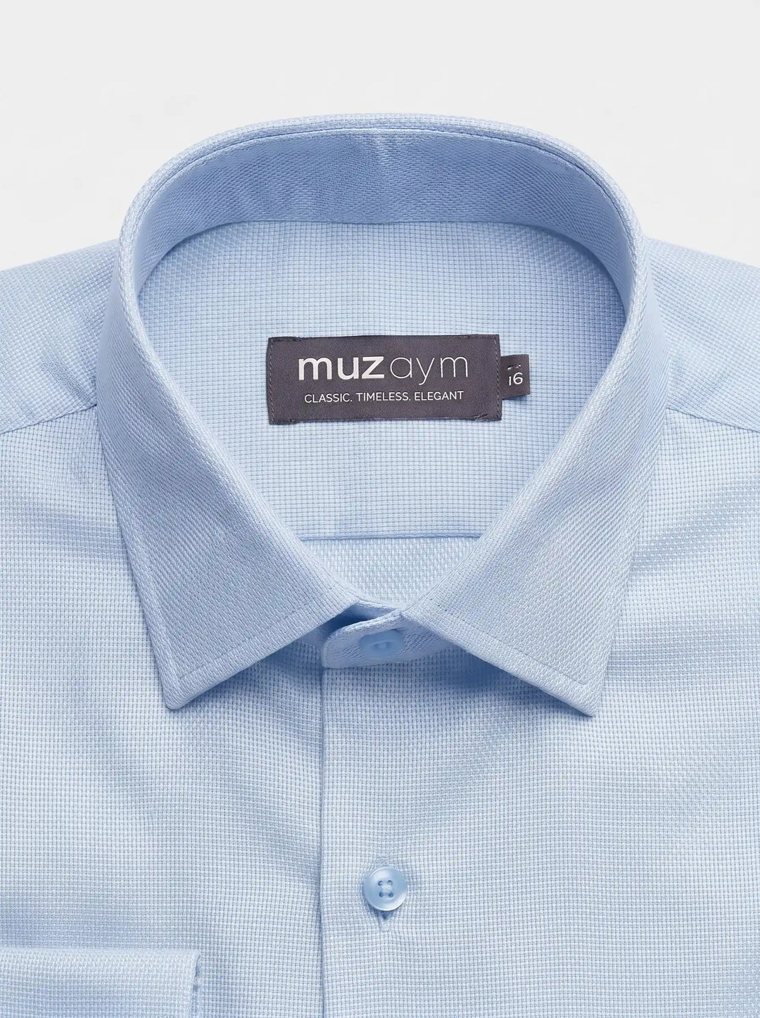 Sky Blue Dobby Pattern Formal Shirt Side View — muzaym