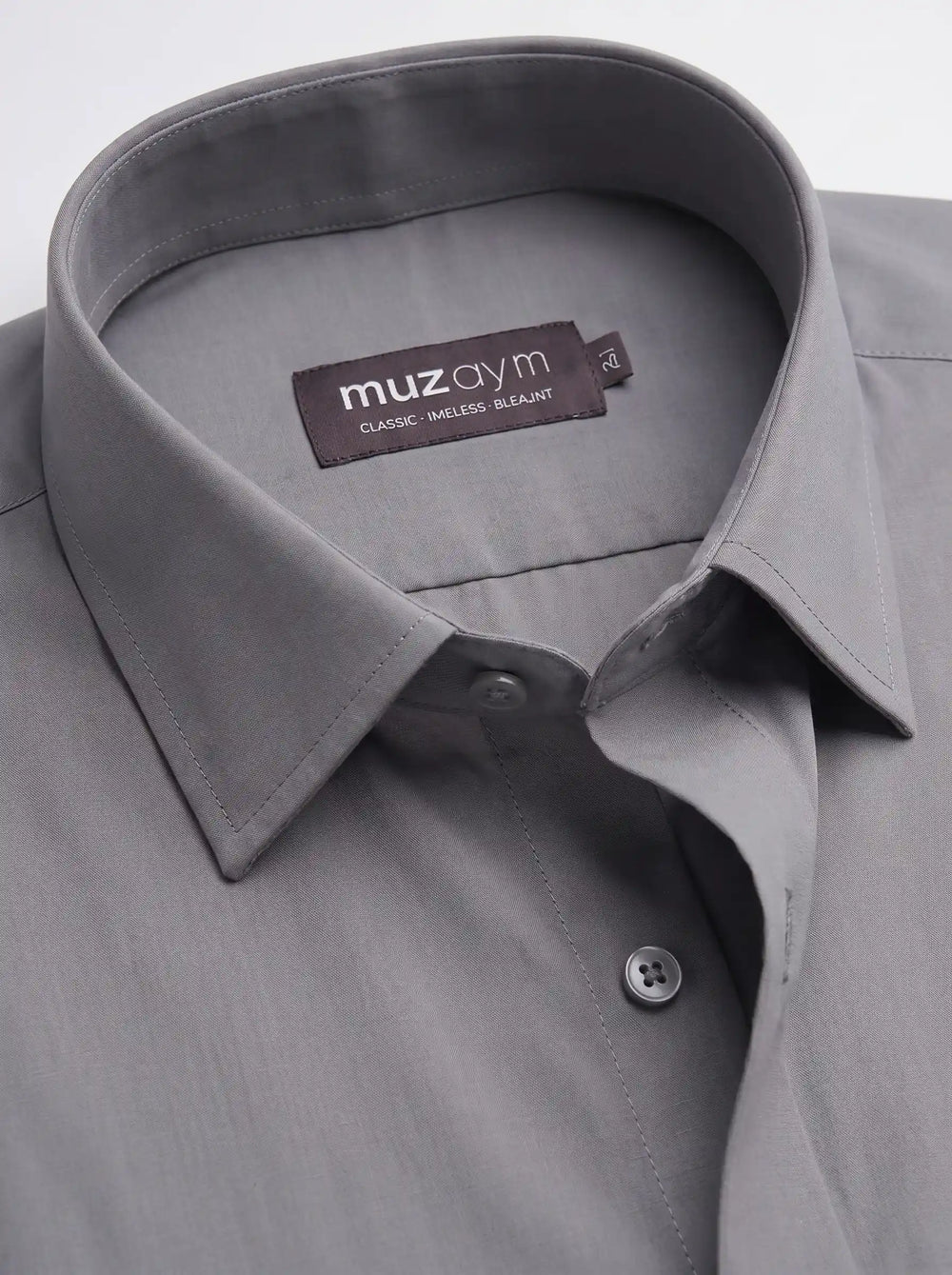 Gunmetal Gray Formal Shirt Side View — muzaym