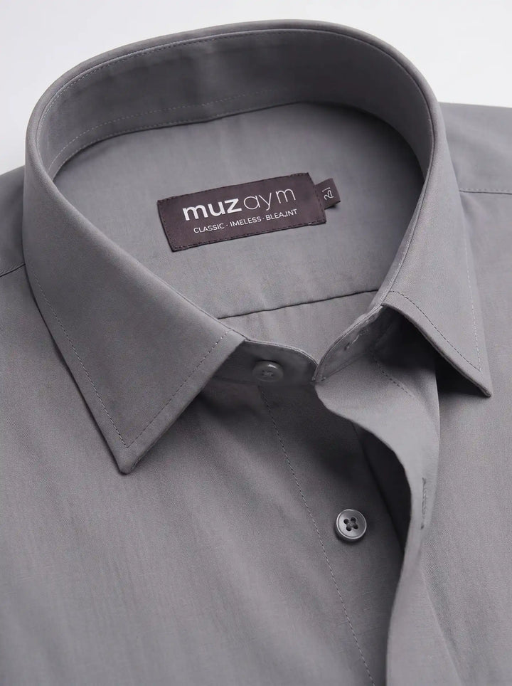 Gunmetal Gray Formal Shirt Side View — muzaym