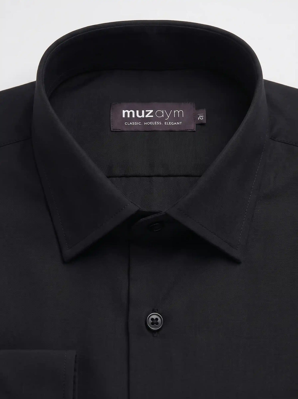 Midnight Black Formal Shirt Side View — muzaym