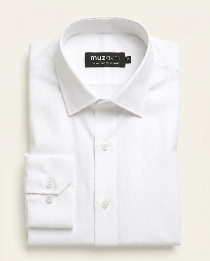 Oxford White Diamond Cut Formal Shirt — muzaym