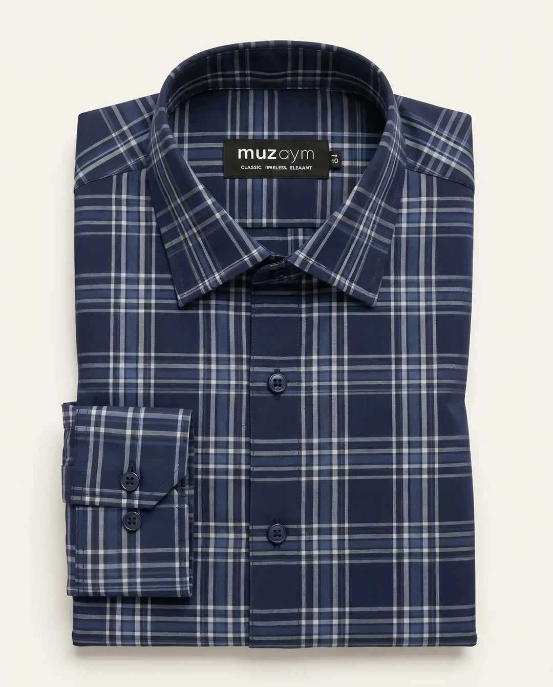 Midnight Navy Plaid Formal Shirt — muzaym