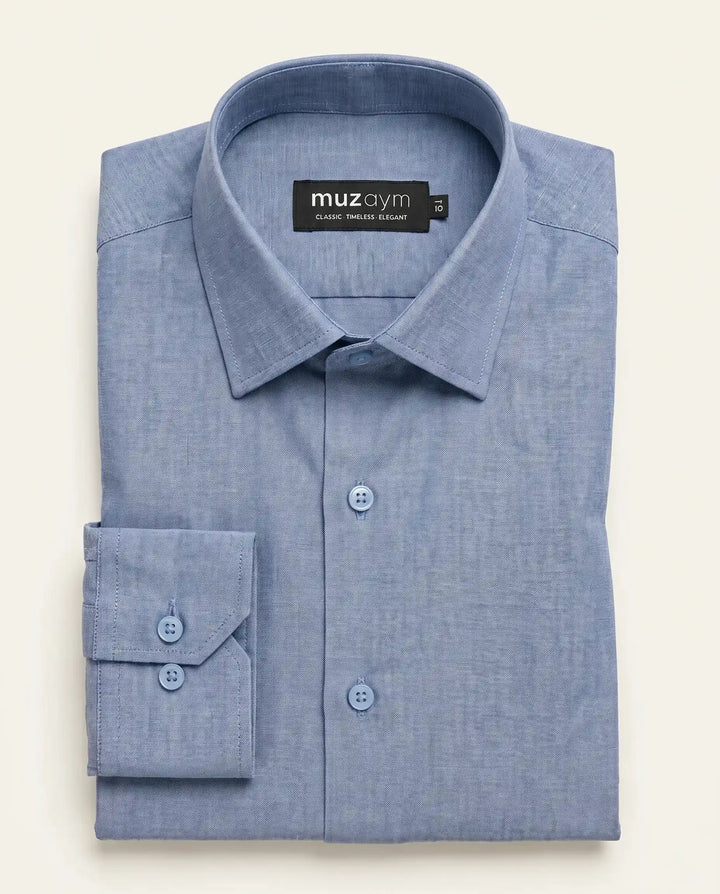Classic Blue Formal Shirt — muzaym